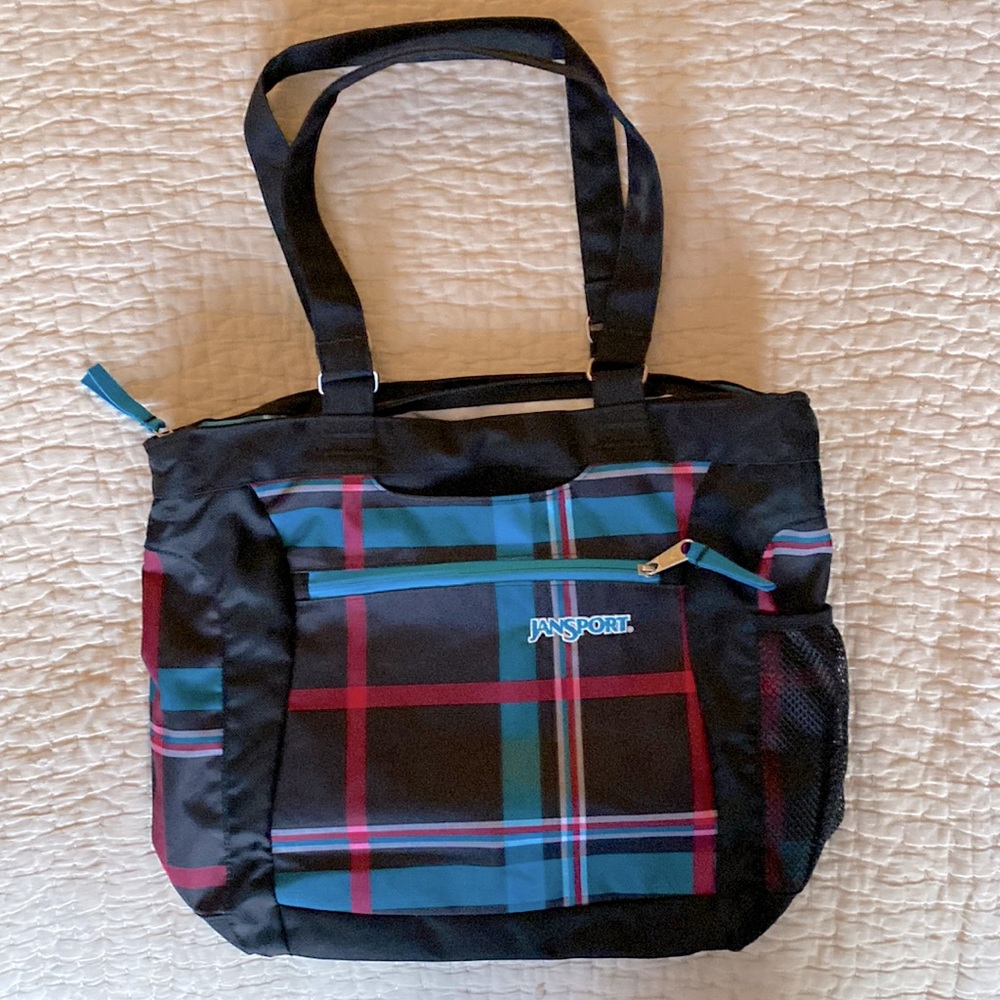 JanSport ElLA plaid tote